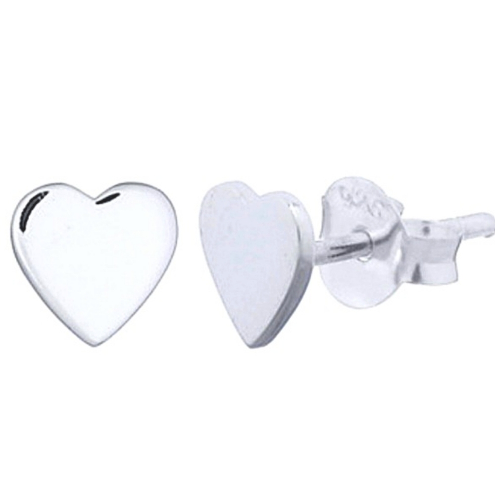 .925 Sterling Silver Dainty Heart Stud Earrings